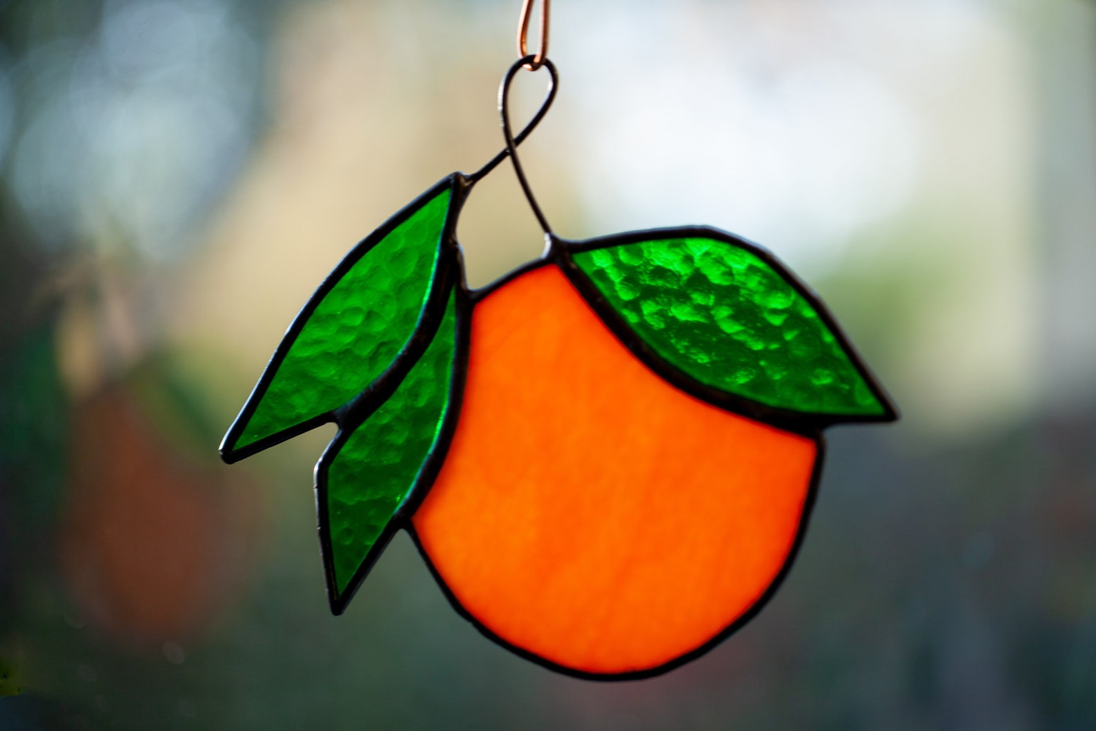 Stained Glass Orange Suncatcher Etsy UK