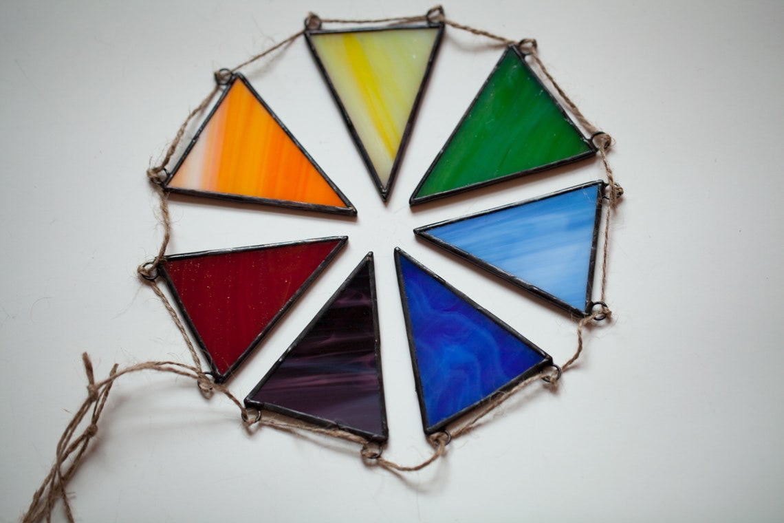 Stained Glass Rainbow Bunting Suncatcher Etsy