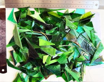Green glass offcuts | 750g stained glass pieces | mosaic supplies | scrap glass | non fusible