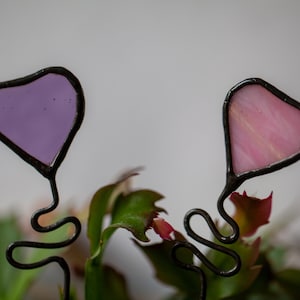 Stained glass heart pot plant stake or vase decoration, garden ornament, plant accessory
