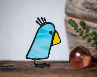 Cheeky Bird - Stained Glass Bird - Whimsical Window Ornament