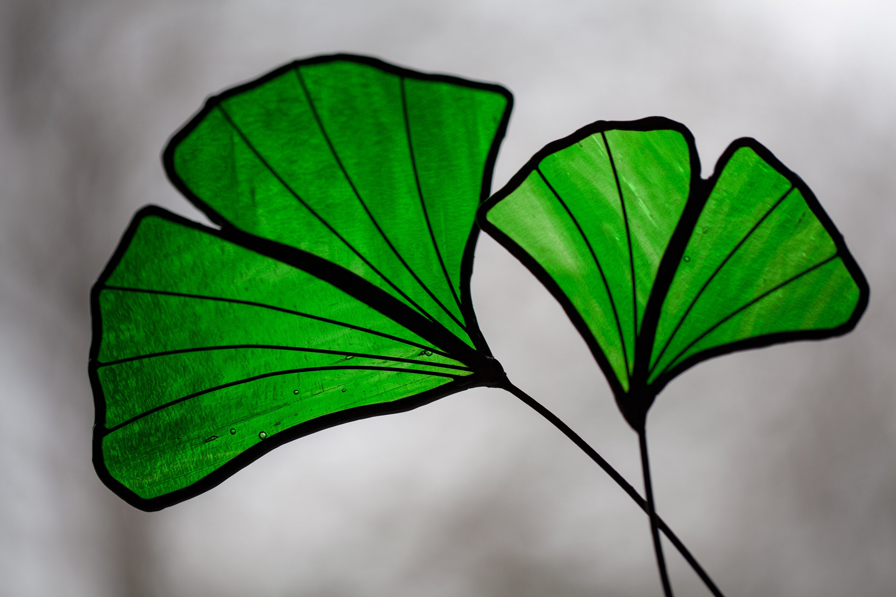 Stained Glass Ginkgo Leaf Suncatcher Free Standing Ornament Etsy