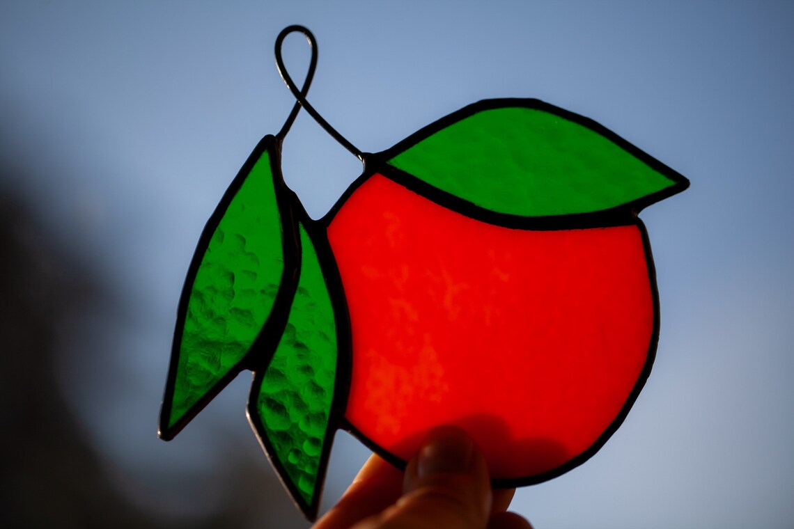 Stained Glass Orange Suncatcher Etsy UK