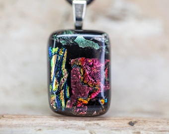 Dichroic Glass Pendant,  Collage Art Glass Necklace, One of a Kind