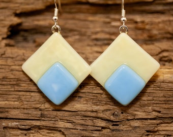 Art Deco Inspired Handmade Fused Glass Dangle Earrings