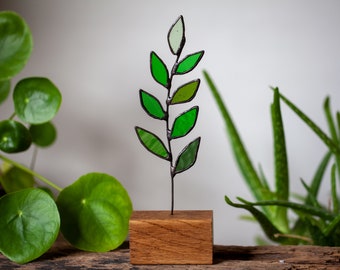 Stained Glass Leaf Suncatcher Free Standing Ornament