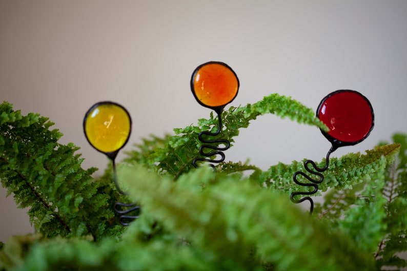 Stained Glass Flower Pot Plant Stake All Rainbow Colours Sun Etsy UK