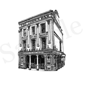 The Crown Liquor Saloon, Belfast - Architectural Illustration, Fine Art Print