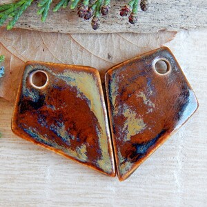 Handmade snake earring charms, 2 pcs Artisan nature ceramic pendants, 1 Hole rhombus shape jewelry supplies, Unique dangle porcelain beads image 6