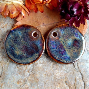 Artisan bohemian charms with round design, earring findings of ceramic with a floral pattern image 8