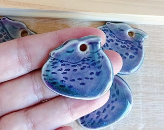 Deer Fawn ceramic pendant for making necklace, Handcrafted Woodland animal jewelry charm of porcelain
