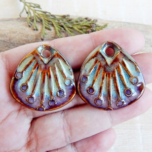 Dijes colgantes orgánicos, colgantes de cerámica rústica para hacer aretes, componentes artesanales de porcelana bohemia para manualidades, cuentas hechas a mano
