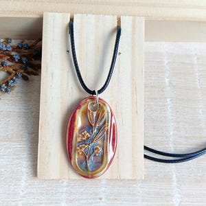 Wildflower necklace of ceramic, Artisan rustic floral pendant of porcelain, Handmade nature inspired jewelry for gift