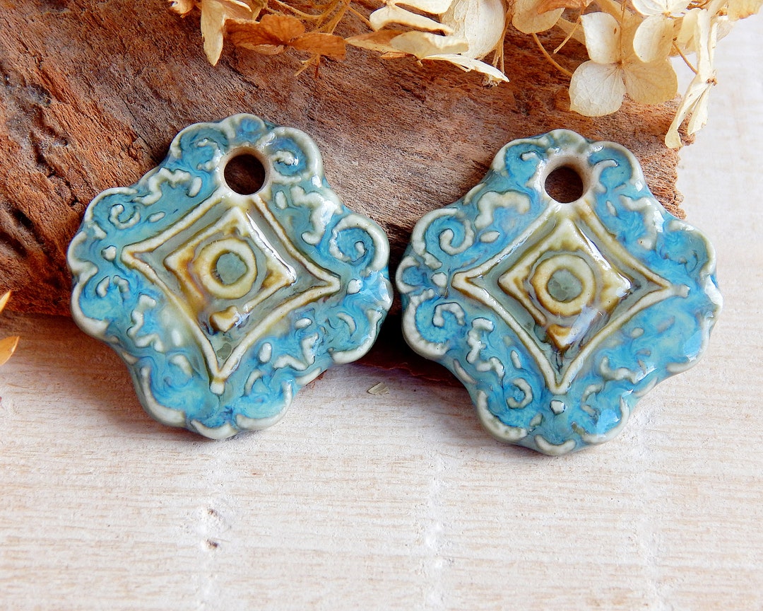 Artisan Boho Charms Filigree Ceramic Pendants Cross Shaped - Etsy