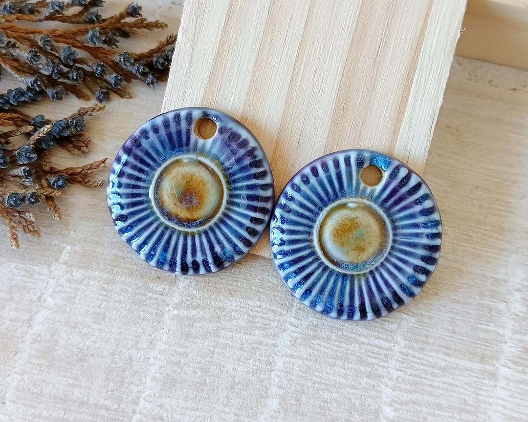 Artisan Sun Rays Charms for Earring Making, Solar Round Ceramic Jewelry ...