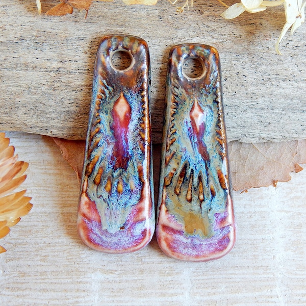 Zawieszki w kształcie kropli w paski, naszyjnik z zawieszkami ceramicznymi, materiały ceramiczne, kolorowe elementy do kolczyków, zawieszki