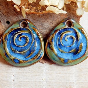 Spirals earring findings for jewelry making, bohemian charms of ceramic, handcrafted jewelry pendants charms, geometric shaped components