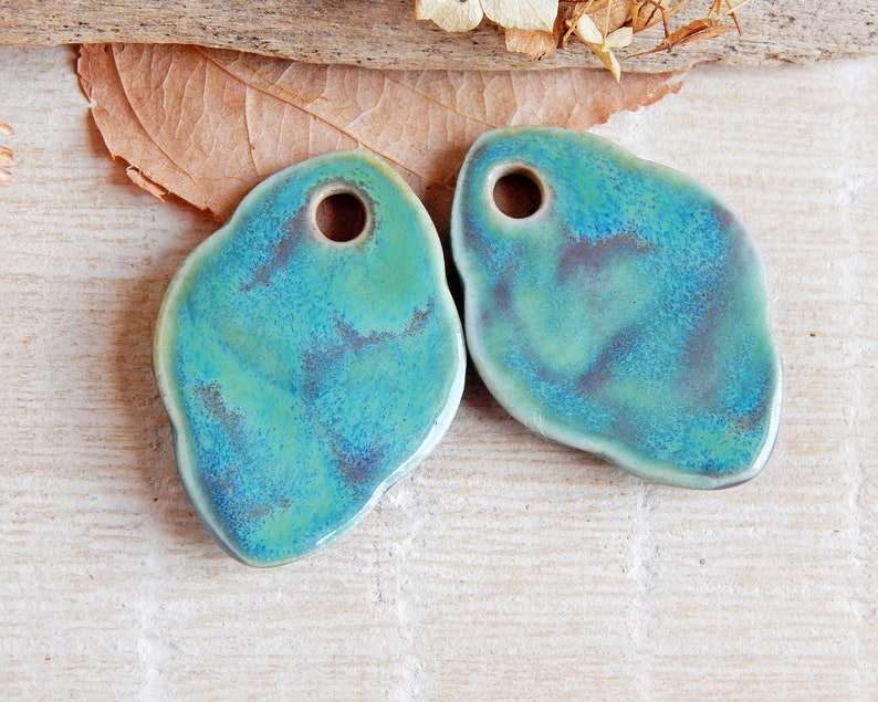 Handmade bird DIY earring charms, Artisan ceramic pendants for jewelry making, 2pcs Handcrafted boho earring findings, Nature animals charms image 7