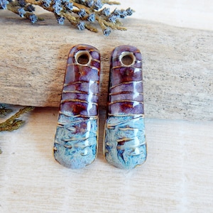 Boho Rustic Ceramic Charms for Making Unique Earrings, Porcelain artisan Components