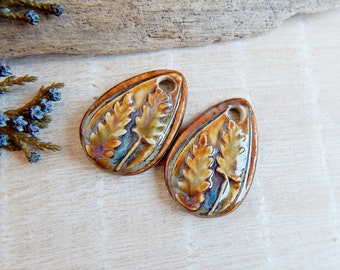 Tarweplant ambachtelijke charmes van keramiek, 2 stuks natuur keramische oorbelbedels, Teardrop boho componenten voor het maken van sieraden, porseleinen kralen