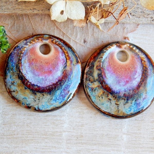 Boho gypsy earrings charms, gypsy ceramic charms, boho charms, gypsy ceramic jewelry supplies, boho ceramic earrings Findings