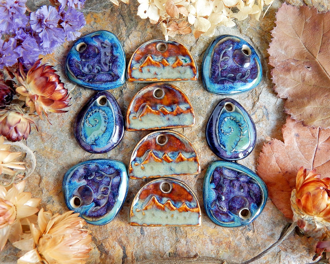 Artisan Fern Earring Findings Leaf Ceramic Charms Etsy