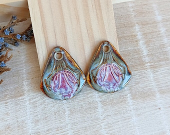 Artisan Boho Jewelry Charms, 2pcs Handcrafted Ceramic Charms