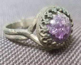 Fire blackened Silver Amethyst ring "Scorched ring"