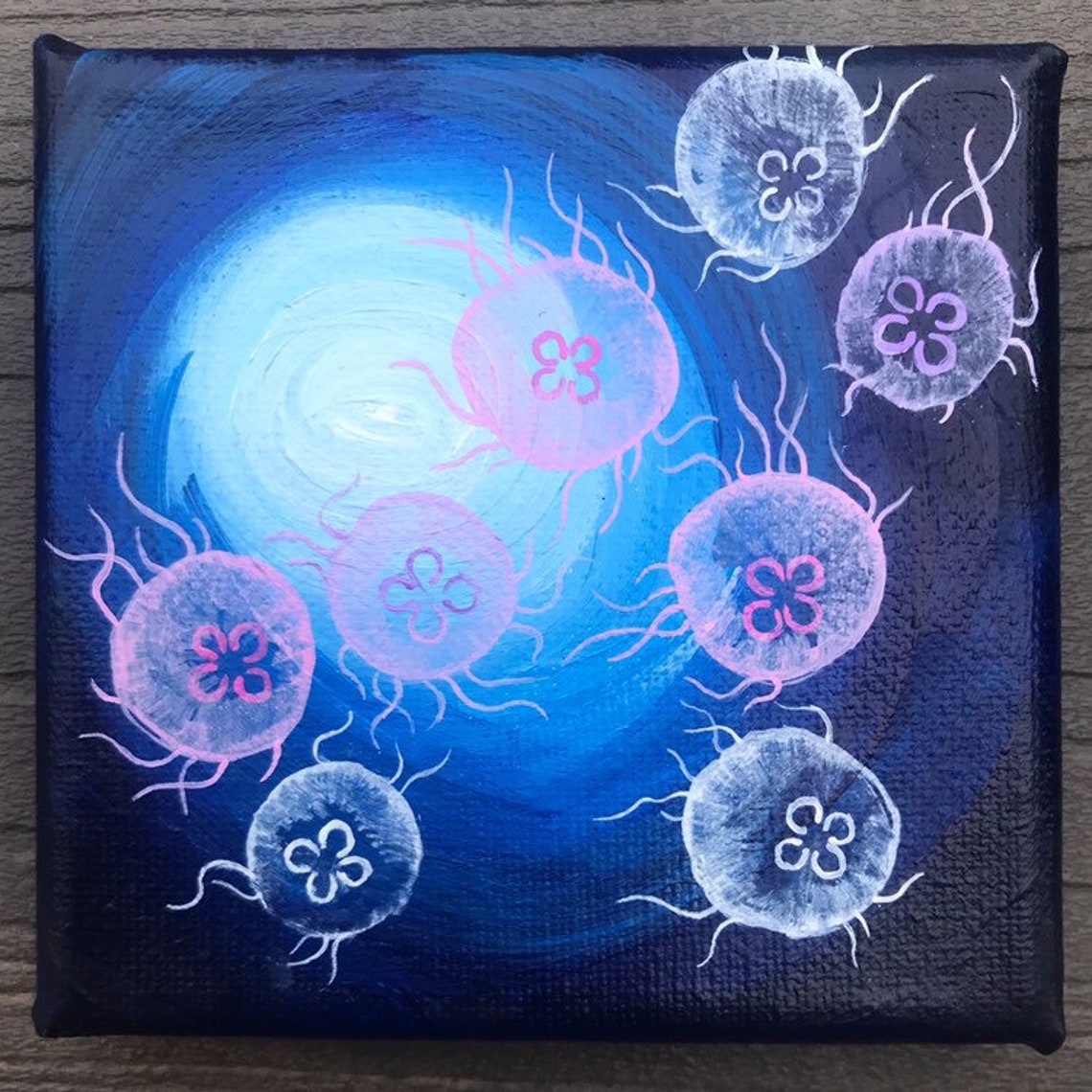 Mini Jellies Original Acrylic Painting on mini 4 x 4 canvas Etsy.de