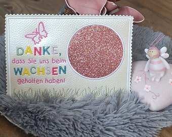 Stickdatei ITH MugRug "Danke dass Sie uns beim wachsen geholfen haben"