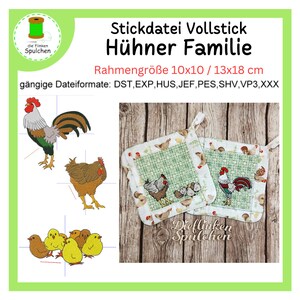 Stickdatei Vollstick Hühner Familie Bild 7