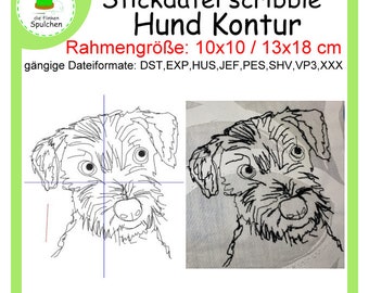 Stickdatei Scribble Kontur Terrier