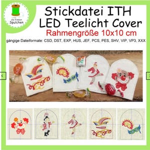 Embroidery file ITH LED tealight cover carnival