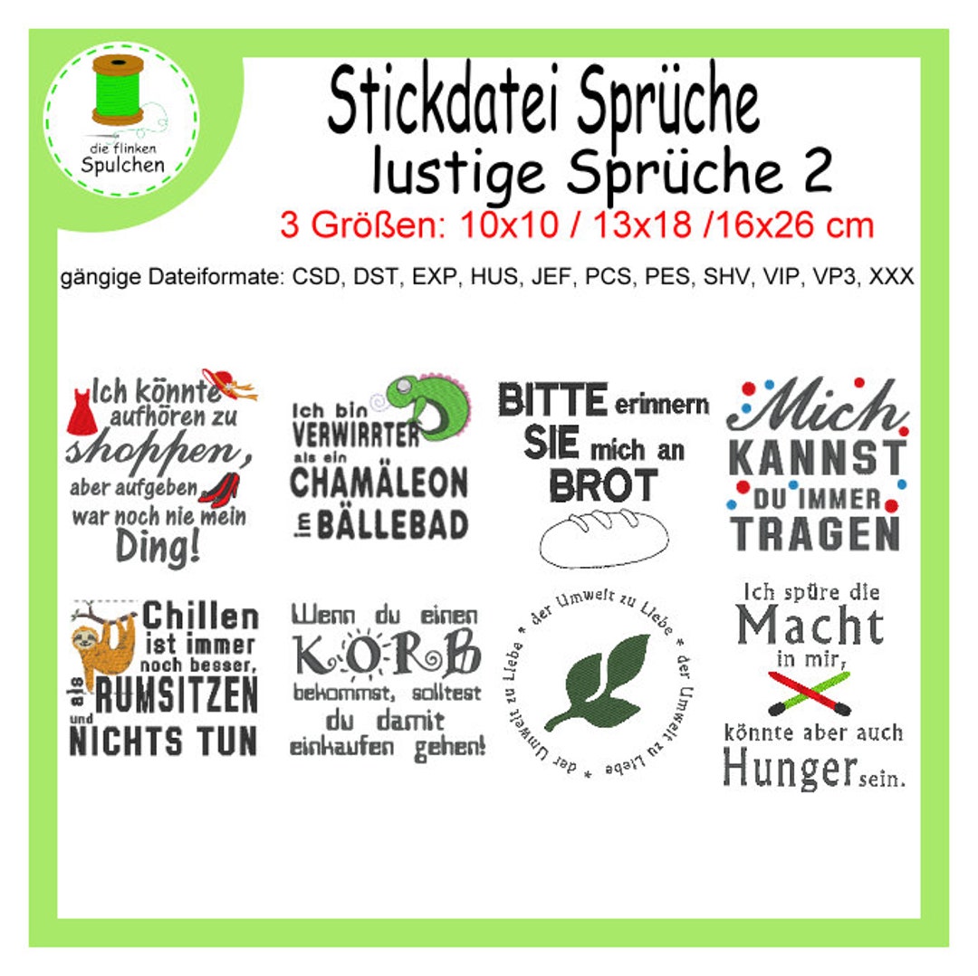 Stickdatei lustige Sprüche 2 Etsy.de