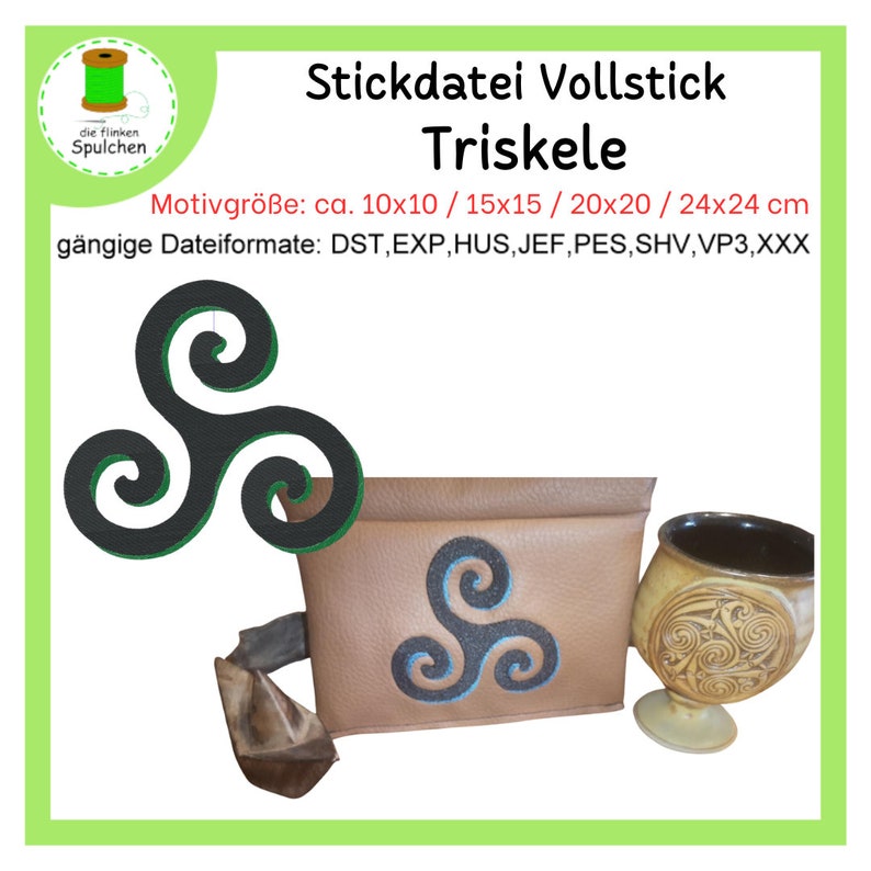 Stickdatei Vollstick Wikinger Symbol Triskele Bild 3