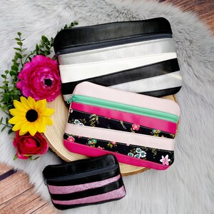 Embroidery file ITH patchwork zipper bag 13x18