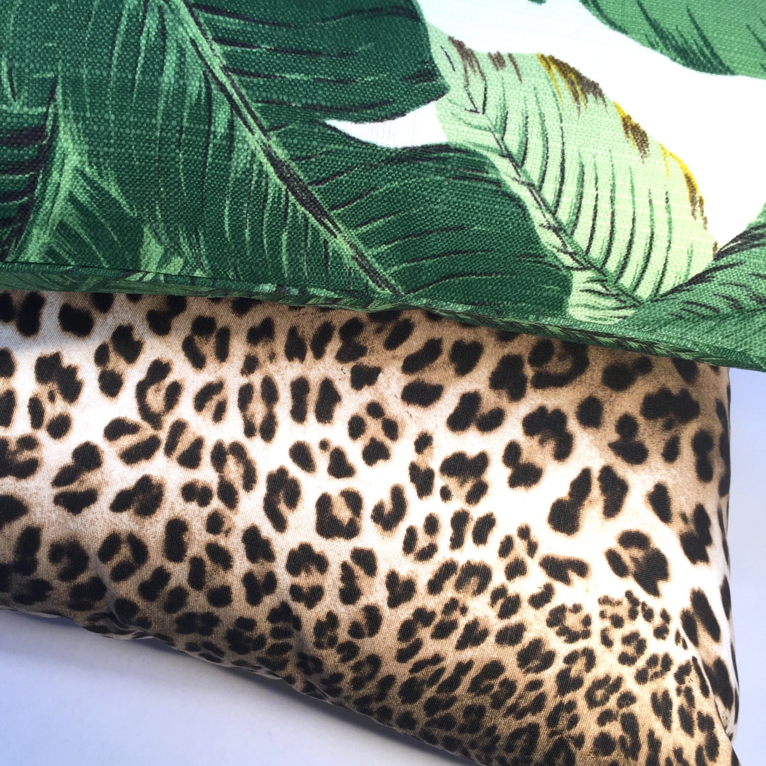 Tropical Palm Leaf Pillow Cover in Rich Greens With Hits of - Etsy Canada