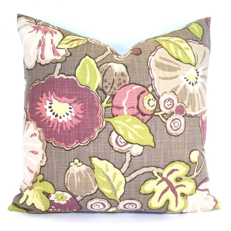 Funky Floral Pillow Cover in Avocado Sage Citron & Mauve on Etsy