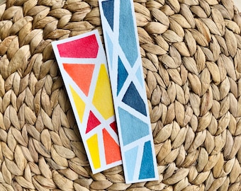 Color Blocked Watercolor Bookmarks