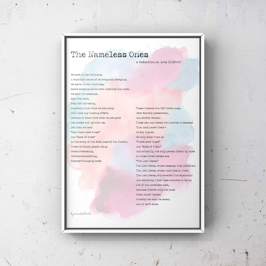 The Nameless Ones // Original Poem // DIGITAL DOWNLOAD //watercolor Etsy