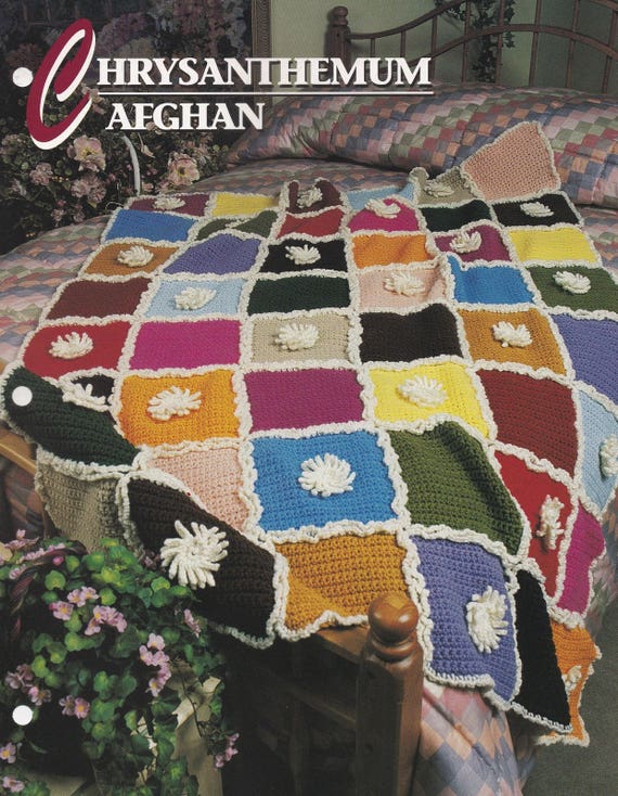 Chrysanthemum Afghan Annie's Attic Crochet Quilt & Afghan Etsy