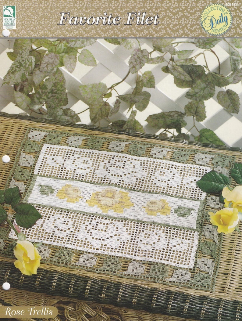 Favorite Filet crochet pattern leaflet Rose Filet Runner Doily