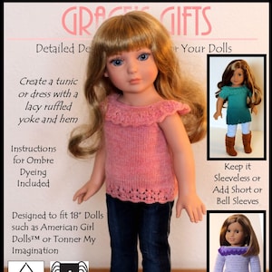Refined & Ruffled-18&quot;  Knitting Pattern for 18&quot; dolls such as American Girl Dolls or Tonner My Imagination