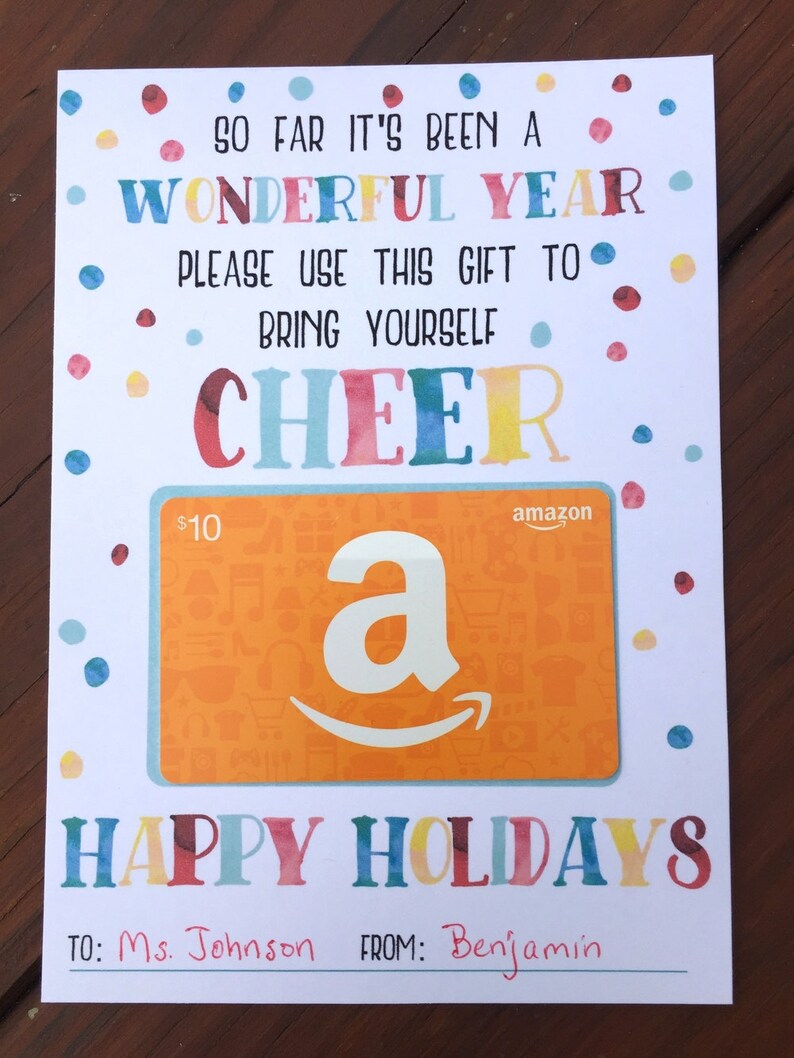 Teacher Gift Christmas Printable Gift Card Holder Holiday