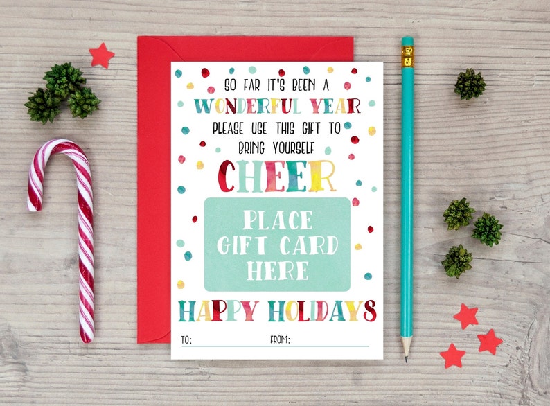 Teacher Gift Christmas Printable Gift Card Holder Holiday Etsy