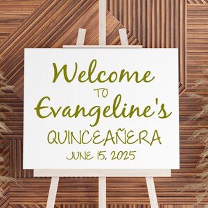 Welcome to Quinceanera Decal for Balloon Arch, Girls 15th Birthday Vinyl Stickers, Sign for Party Entrance, Custom name and date, Removable