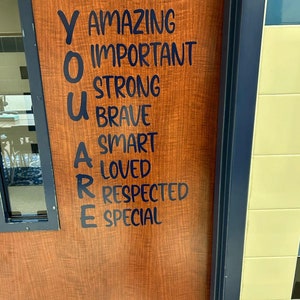 You Are Amazing affirmation sign vinyl decal, Affirmation sign for classroom door, Elementary Teacher Door Decals, Classroom Wall Decals