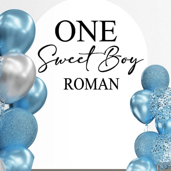One Sweet Boy Birthday Vinyl Decal, Removable Sticky Letters for Balloon Arch Backdrop Sign
