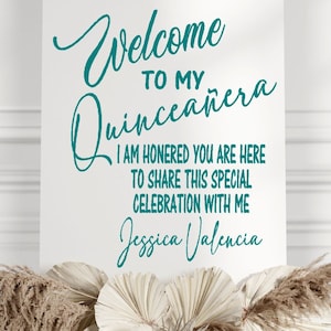 Welcome to my Quinceanera Decal for Mirror or Acrylic Sign, Girls 15th Birthday Vinyl Decal, Sign for Party Entrance, Custom name