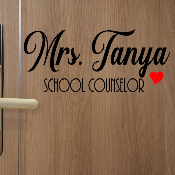 School Counselor Decal for Door or Wall, Personalized Counselor Name, Decal for School Teacher, Classroom Door Name Sign Vinyl Decal